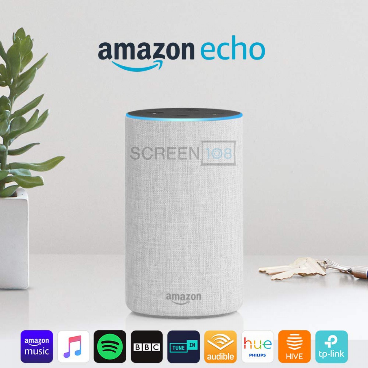 Echo (2nd Generation) Smart speaker with Alexa and Dolby processing  Sandstone Fabric